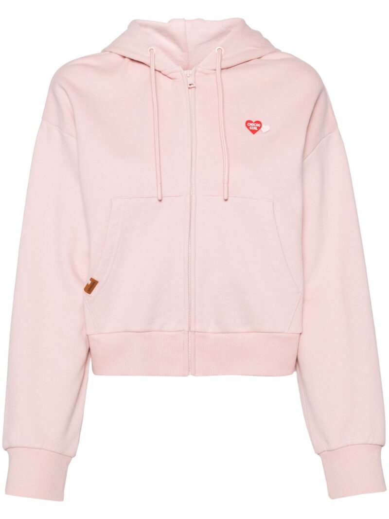 CHOCOOLATE  heart-appliqué cropped hoodie