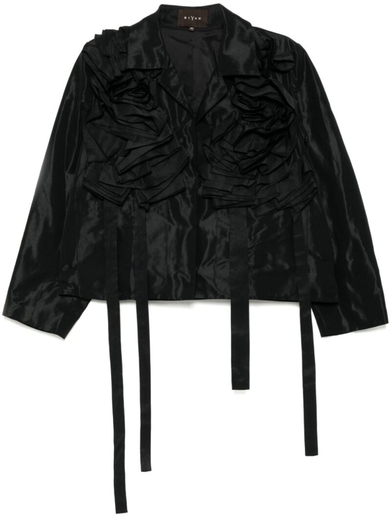 Biyan  floral pleated oversized jacket