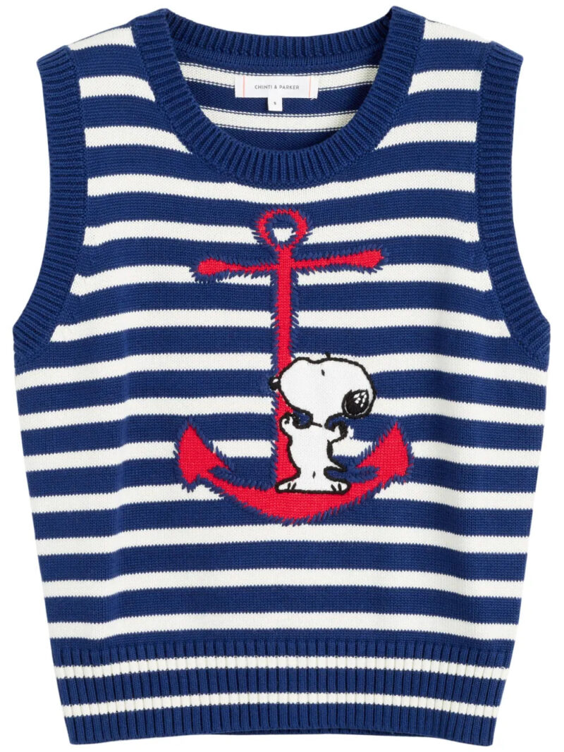 Chinti & Parker  x Peanuts Snoopy-embroidered top