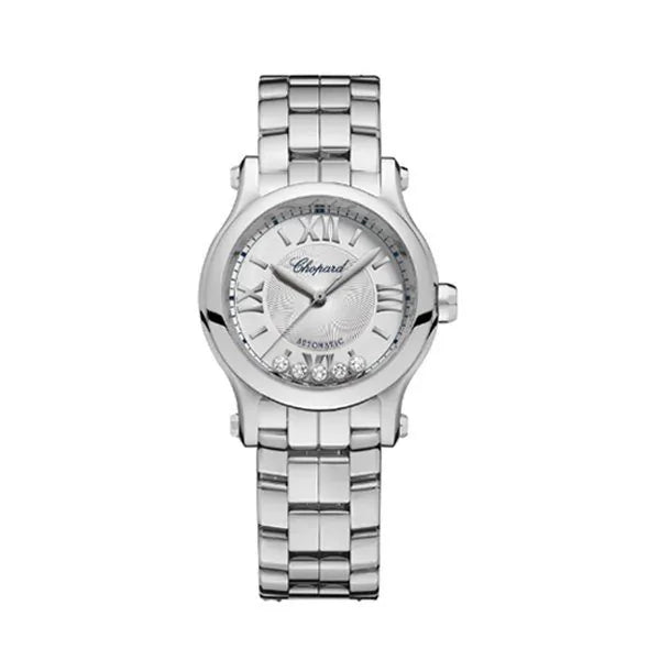 Chopard Happy Sport Round Watch 30M Steel Case Silver Dial