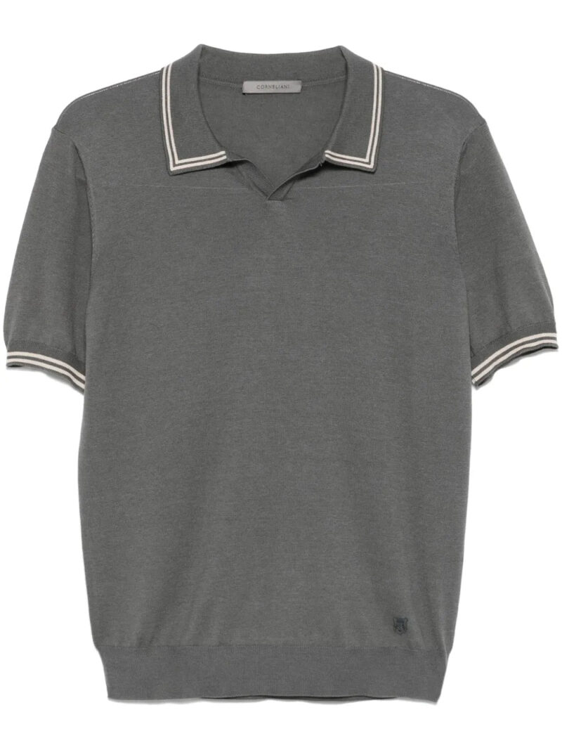 Corneliani  stripe-detail polo shirt