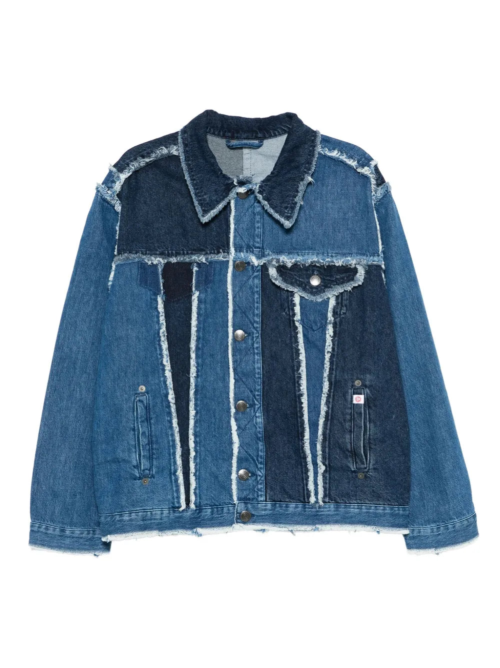 Charles Jeffrey Loverboy frayed patchwork denim jacket