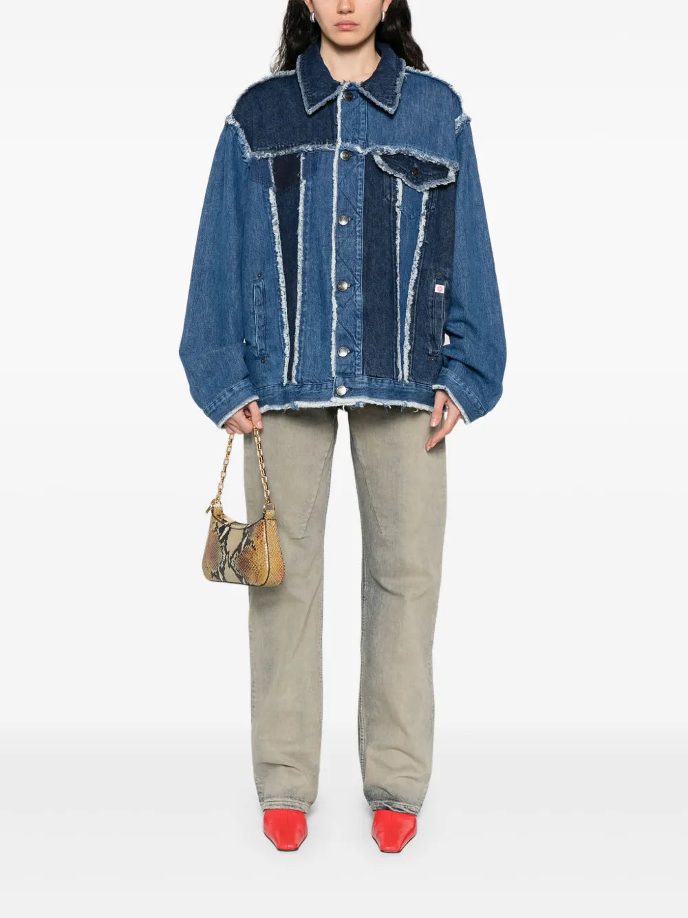 Charles Jeffrey Loverboy frayed patchwork denim jacket - Image 2