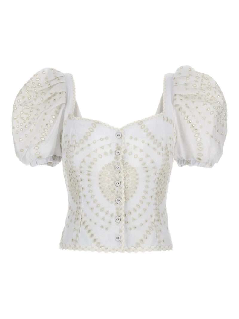 Charo Ruiz Ibiza  embroidered puff-sleeve top