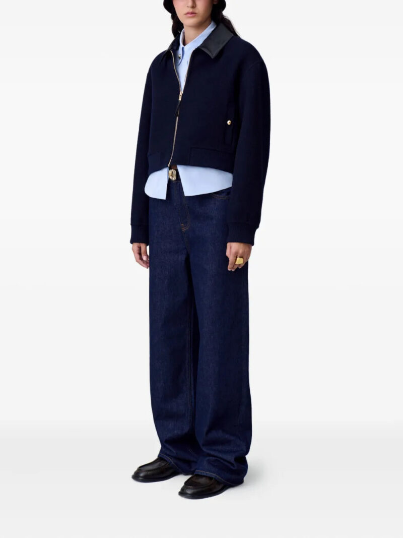 Claudie Pierlot  faux-leather collar wool jacket