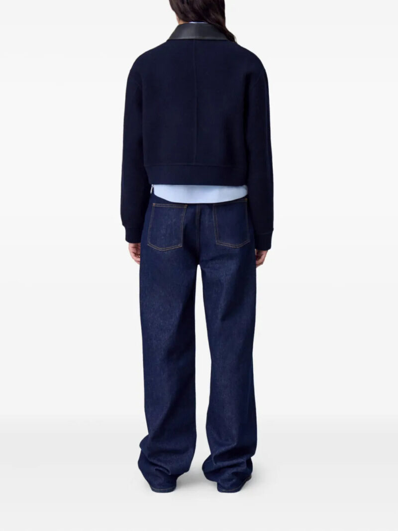 Claudie Pierlot  faux-leather collar wool jacket
