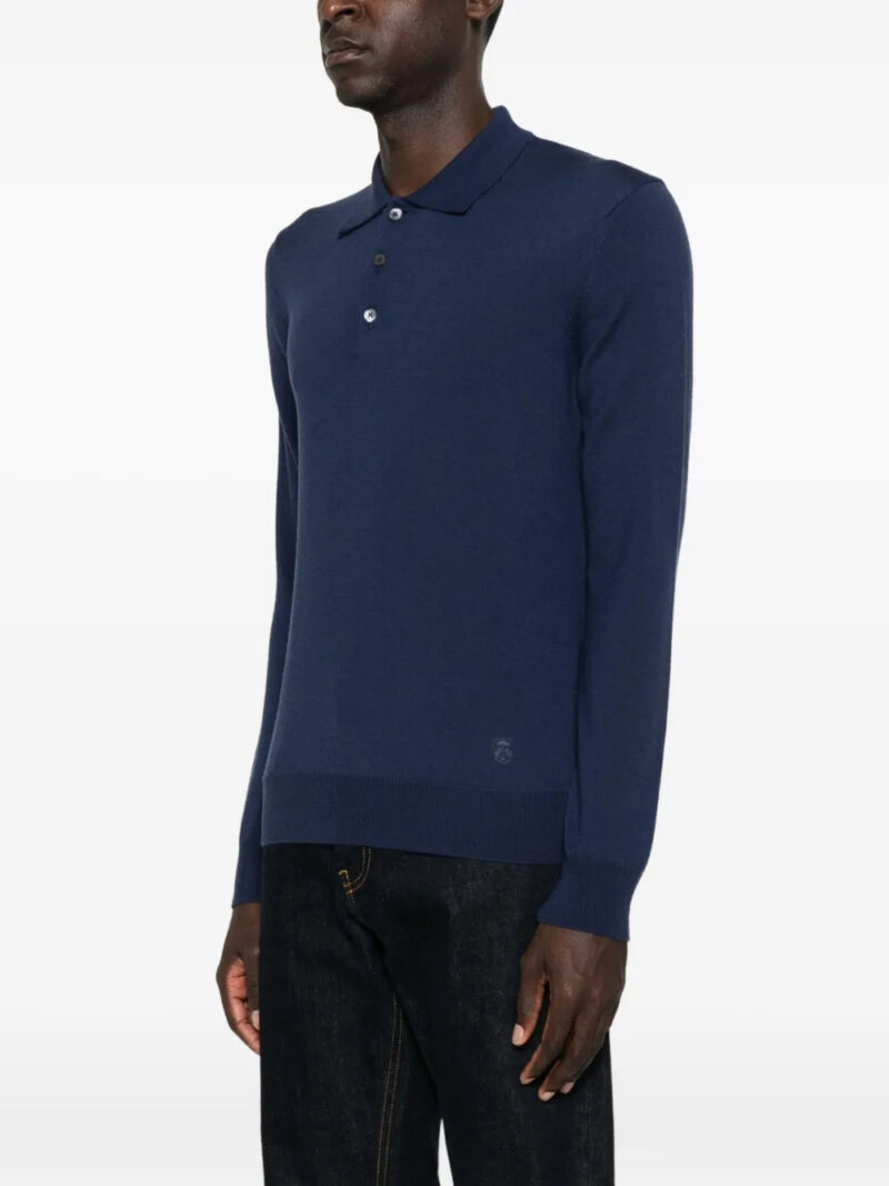 Corneliani  ribbed long-sleeve polo shirt