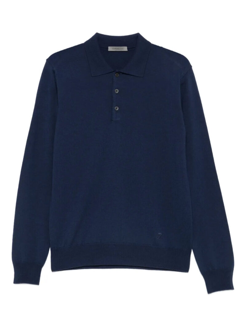 Corneliani  ribbed long-sleeve polo shirt