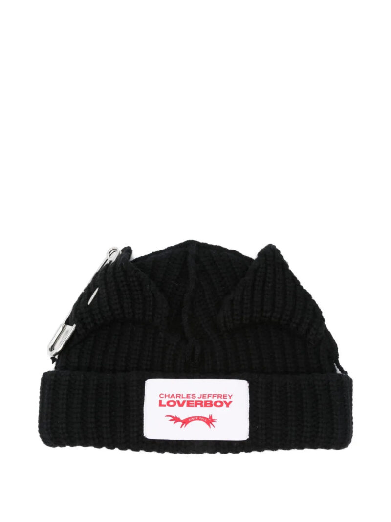 Charles Jeffrey Loverboy  safety-pin wool-blend beanie hat