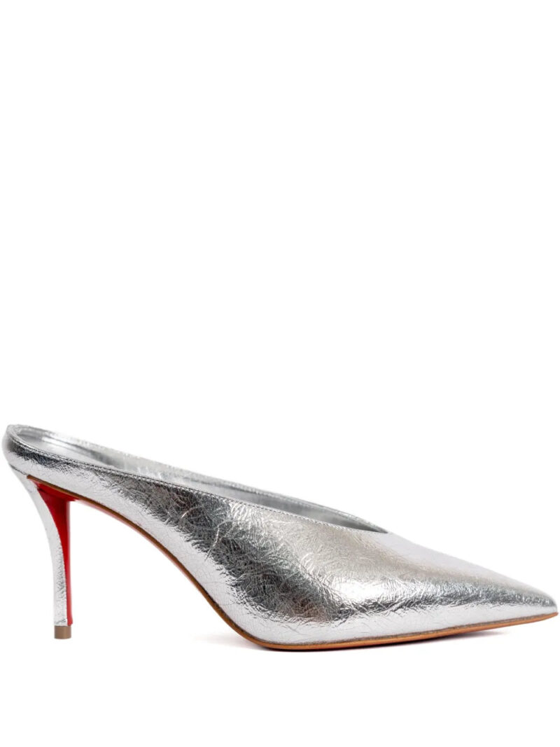 Christian Louboutin  80mm Miss Z Slimimule metallic-leather mules