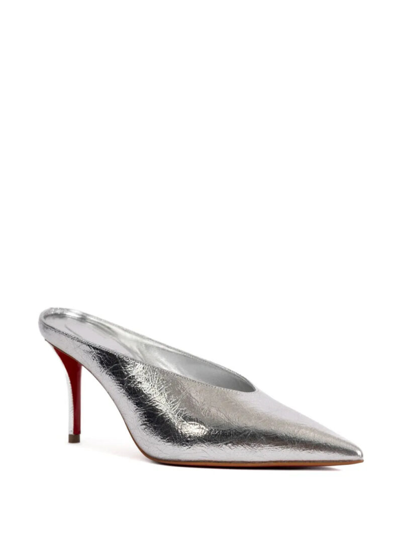 Christian Louboutin  80mm Miss Z Slimimule metallic-leather mules