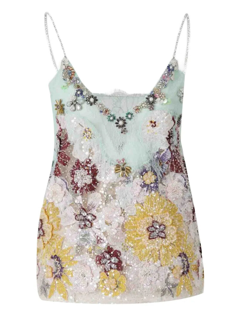 Costarellos  embroidered lace sequin top