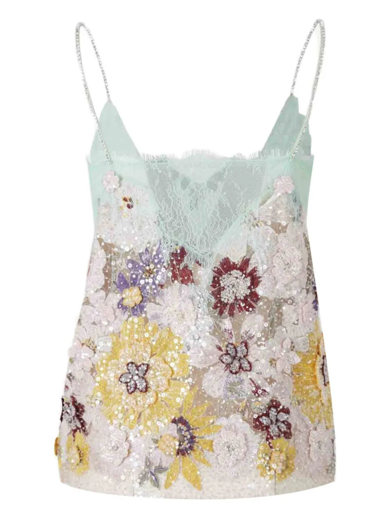 Costarellos  embroidered lace sequin top