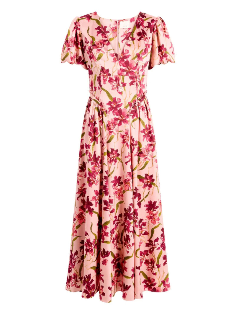 Cinq A Sept  puff-sleeve floral-print dress