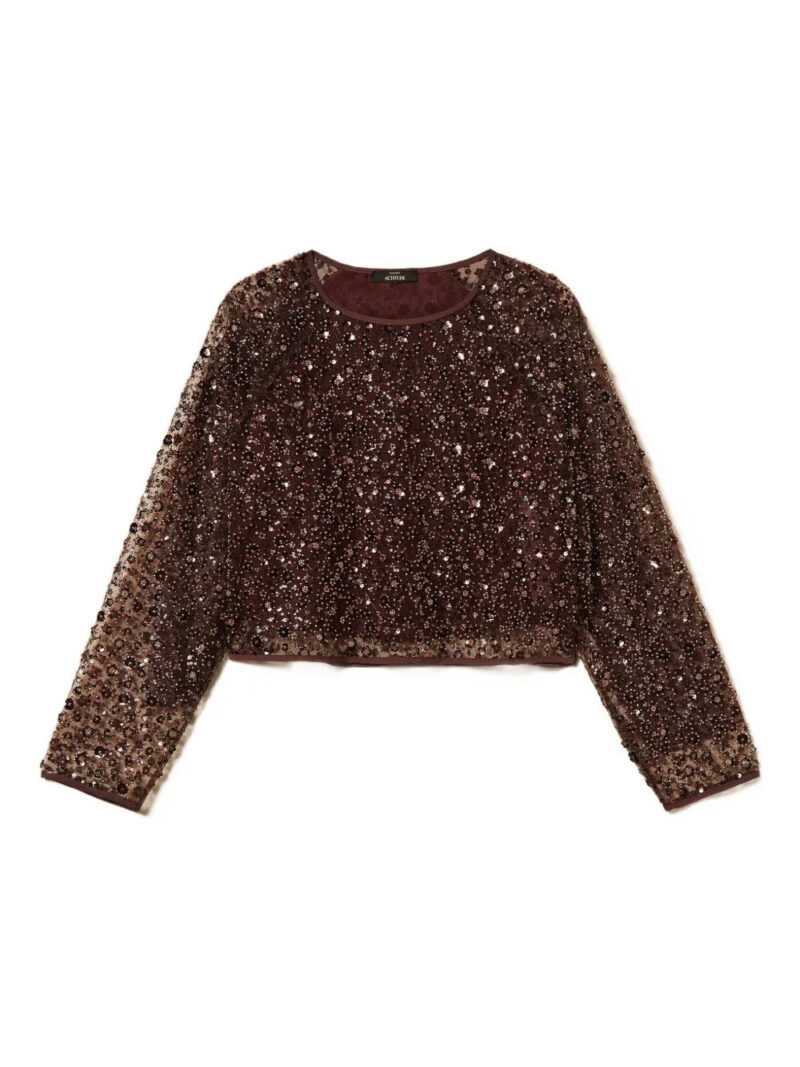 TWINSET  sequin-embellished tulle blouse