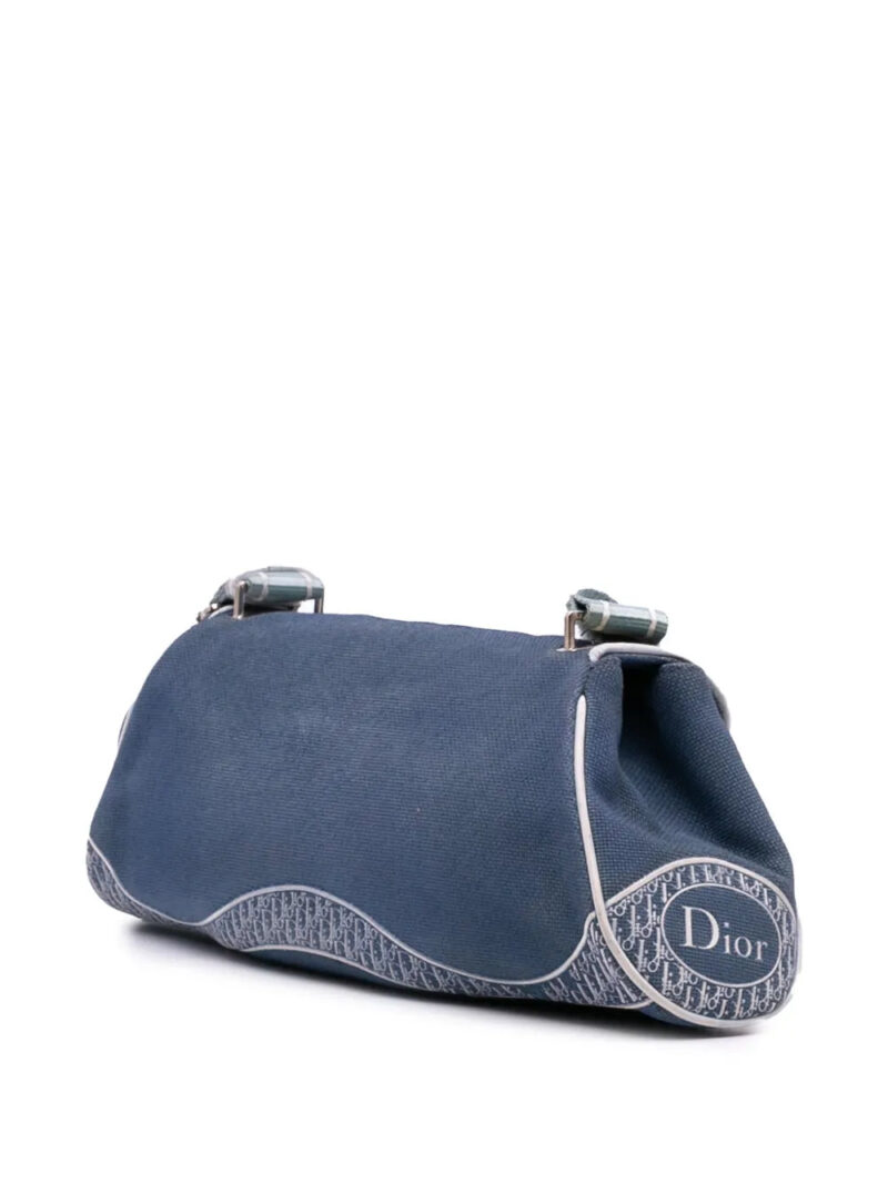 Christian Dior John Galliano Diorissimo Trimmed Canvas shoulder bag