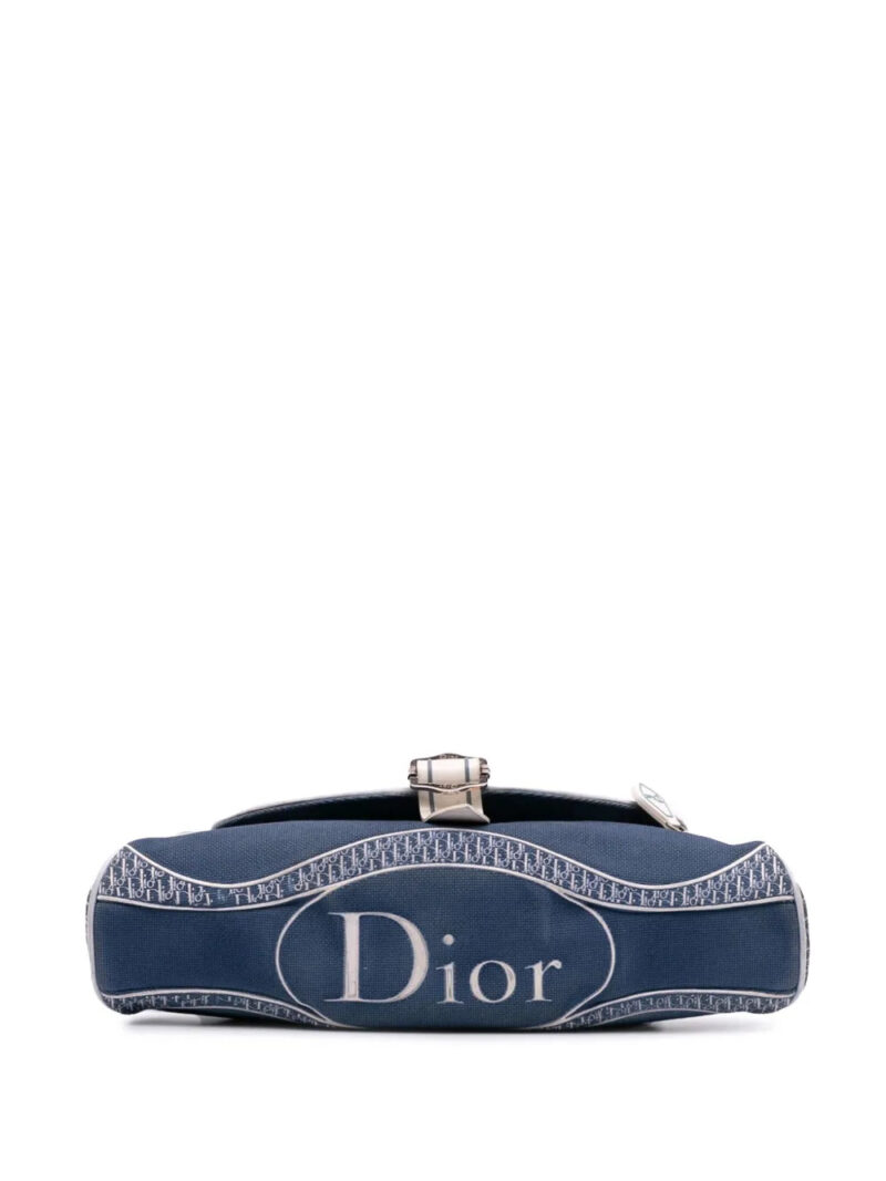 Christian Dior John Galliano Diorissimo Trimmed Canvas shoulder bag