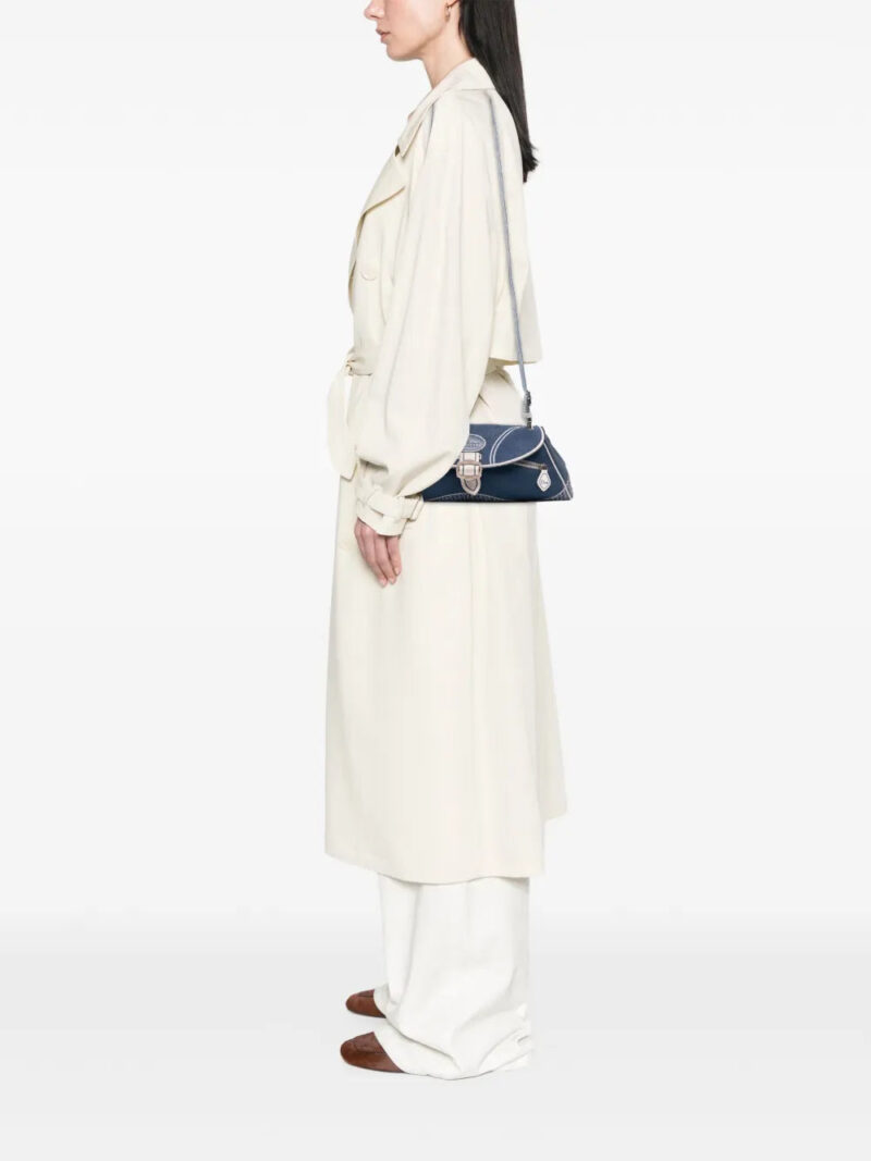 Christian Dior John Galliano Diorissimo Trimmed Canvas shoulder bag