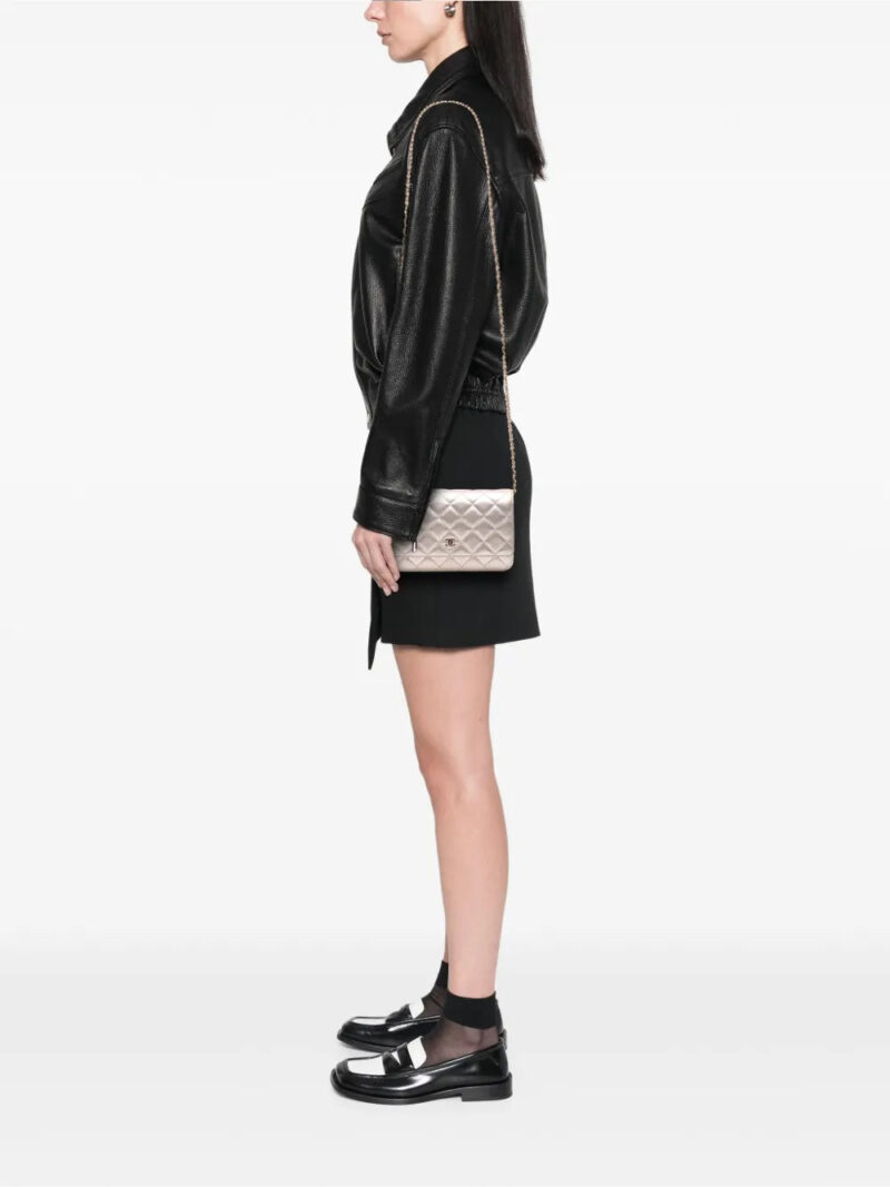 CHANEL - CC Metallic Quilted Lambskin Wallet on Chain crossbody bag