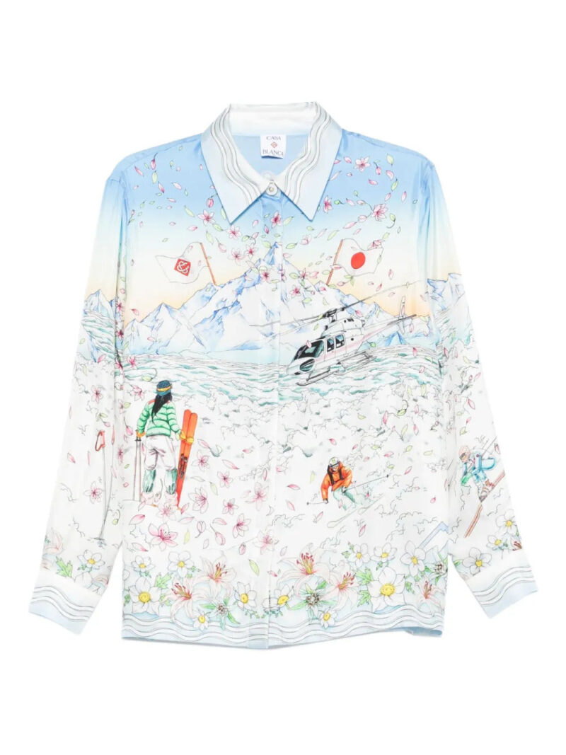 Casablanca  floral-print ski-scene shirt