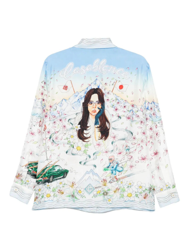 Casablanca  floral-print ski-scene shirt