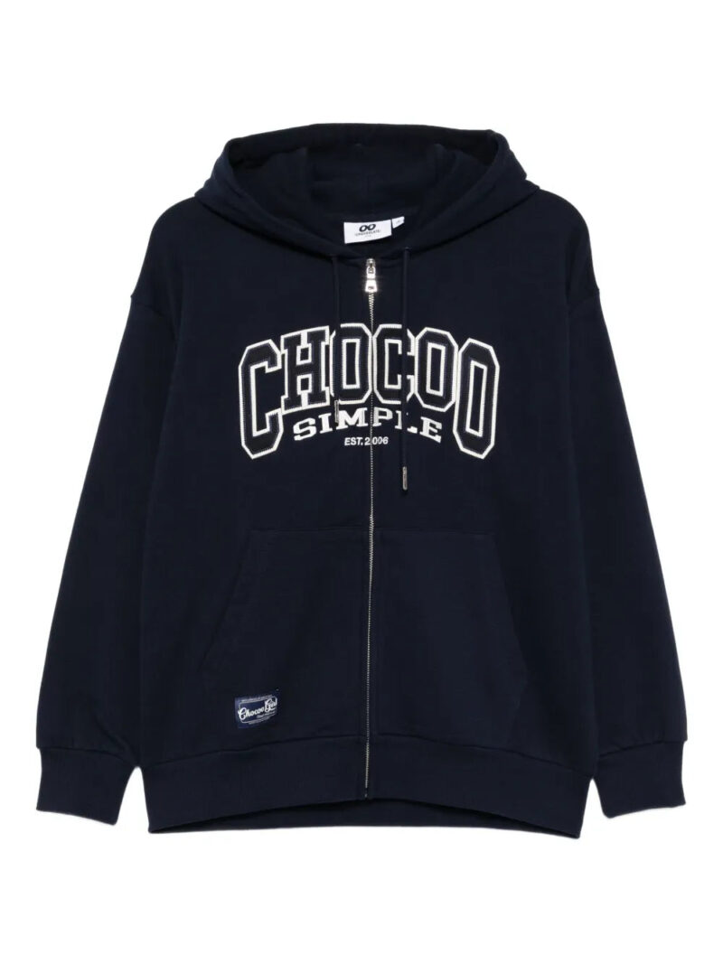 CHOCOOLATE  logo-embroidered zip-up hoodie