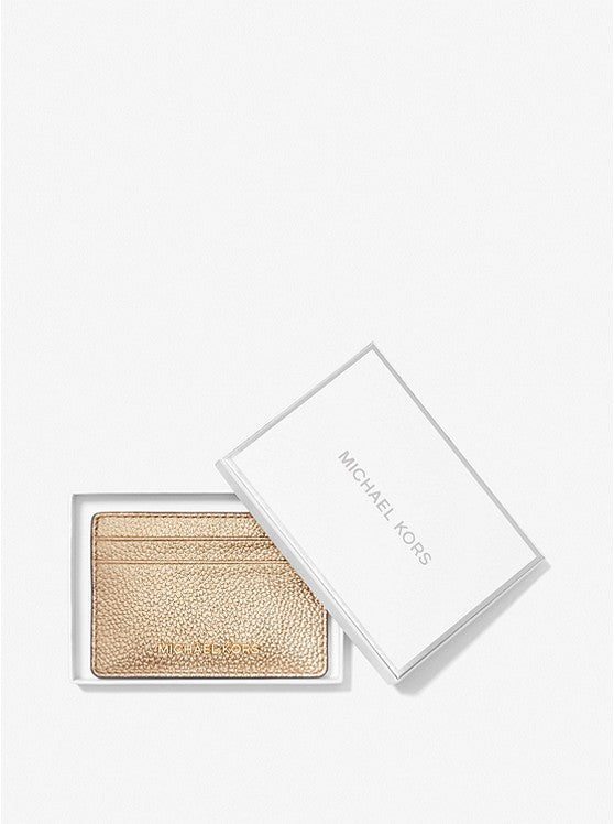MICHAEL MICHAEL KORS Metallic Pebbled Leather Card Case Bag