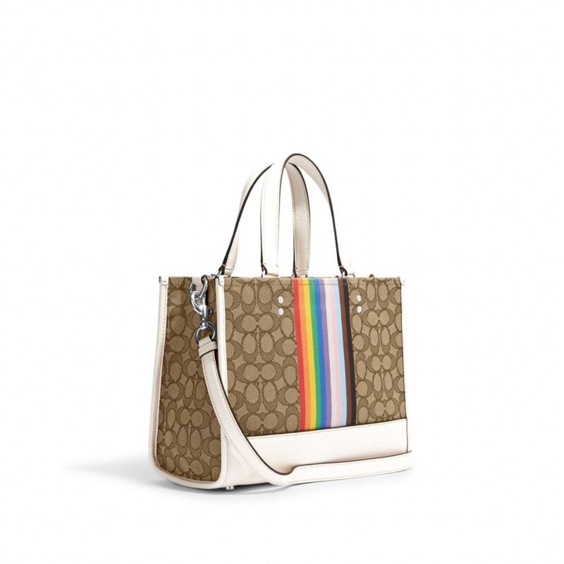 Coach Dempsey Carryall In Signature Jacquard with Rainbow Stripe Patch
