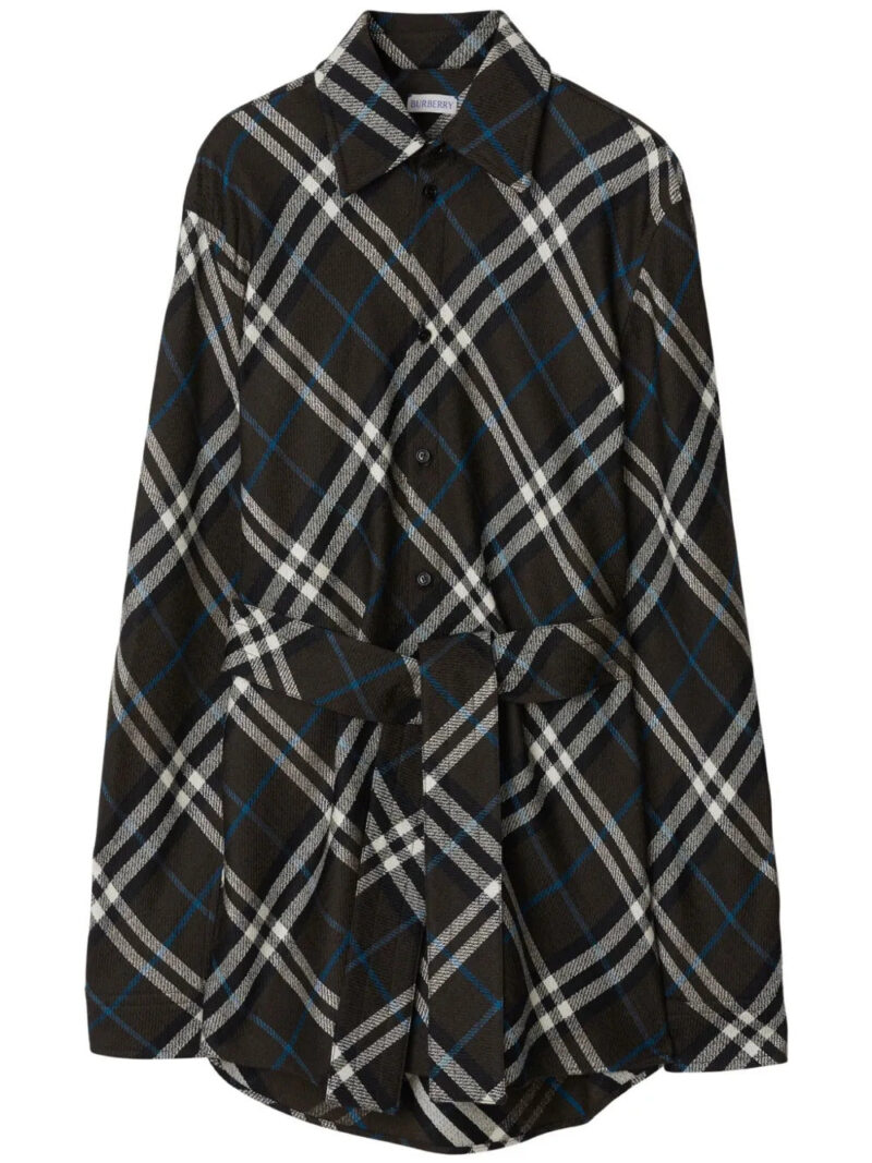 Burberry  check-pattern belted shirt