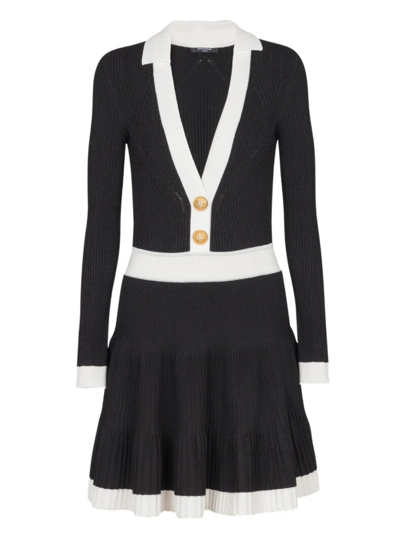 Balmain  V-neck pleated mini dress