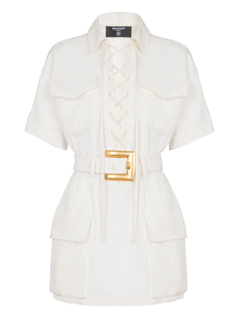 Balmain  mini lace-up canvas dress