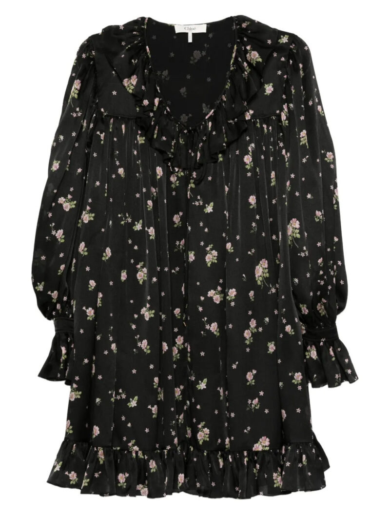 Chloé  floral ruffled mini dress