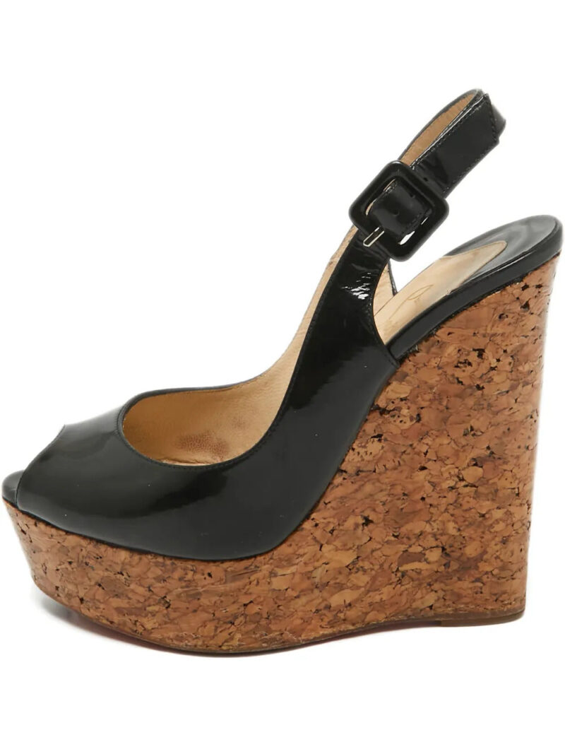 Christian Louboutin   patent leather cork wedge sandals