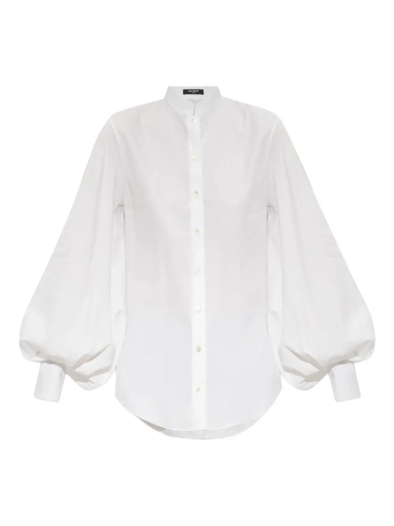 Balmain balloon-sleeve band-collar shirt