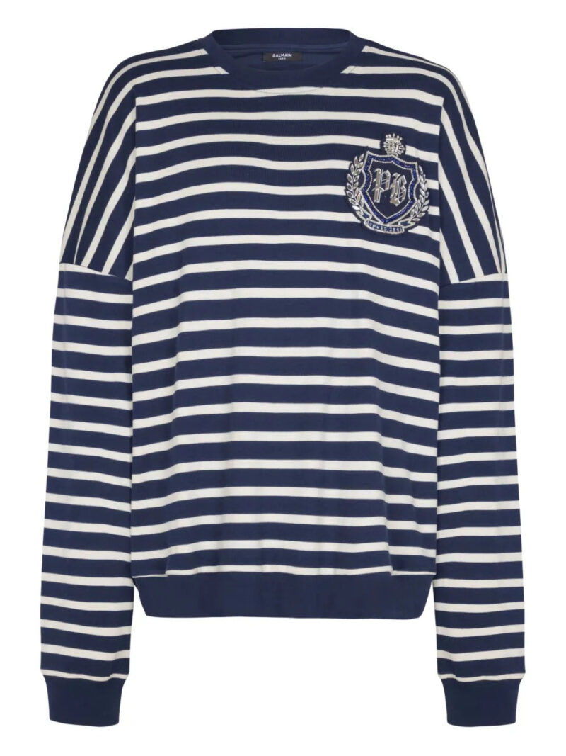 Balmain  emblem striped sweatshirt
