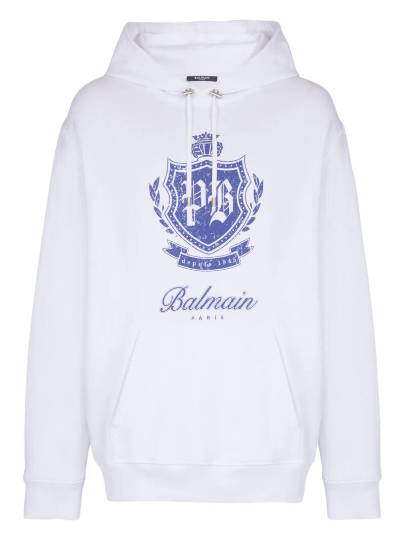 Balmain  College Emblem print hoodie