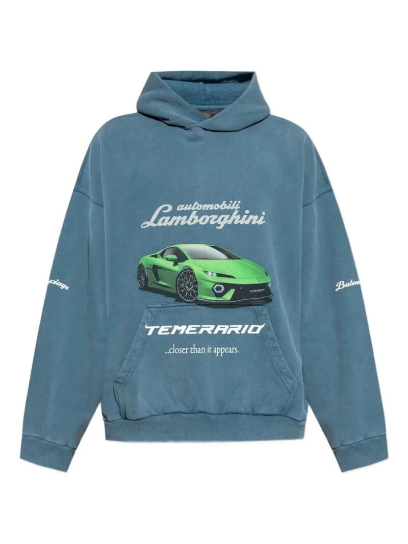 Balenciaga  Lamborghini car print wheel-detail hoodie