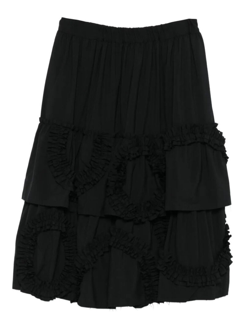 Black Comme Des Garçons ruffled-tiered midi skirt