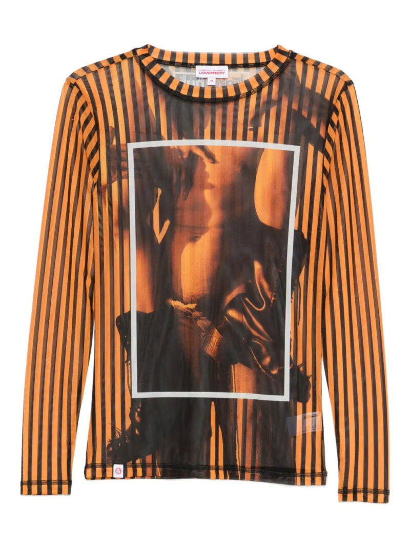 Charles Jeffrey Loverboy  Powermesh striped T-shirt