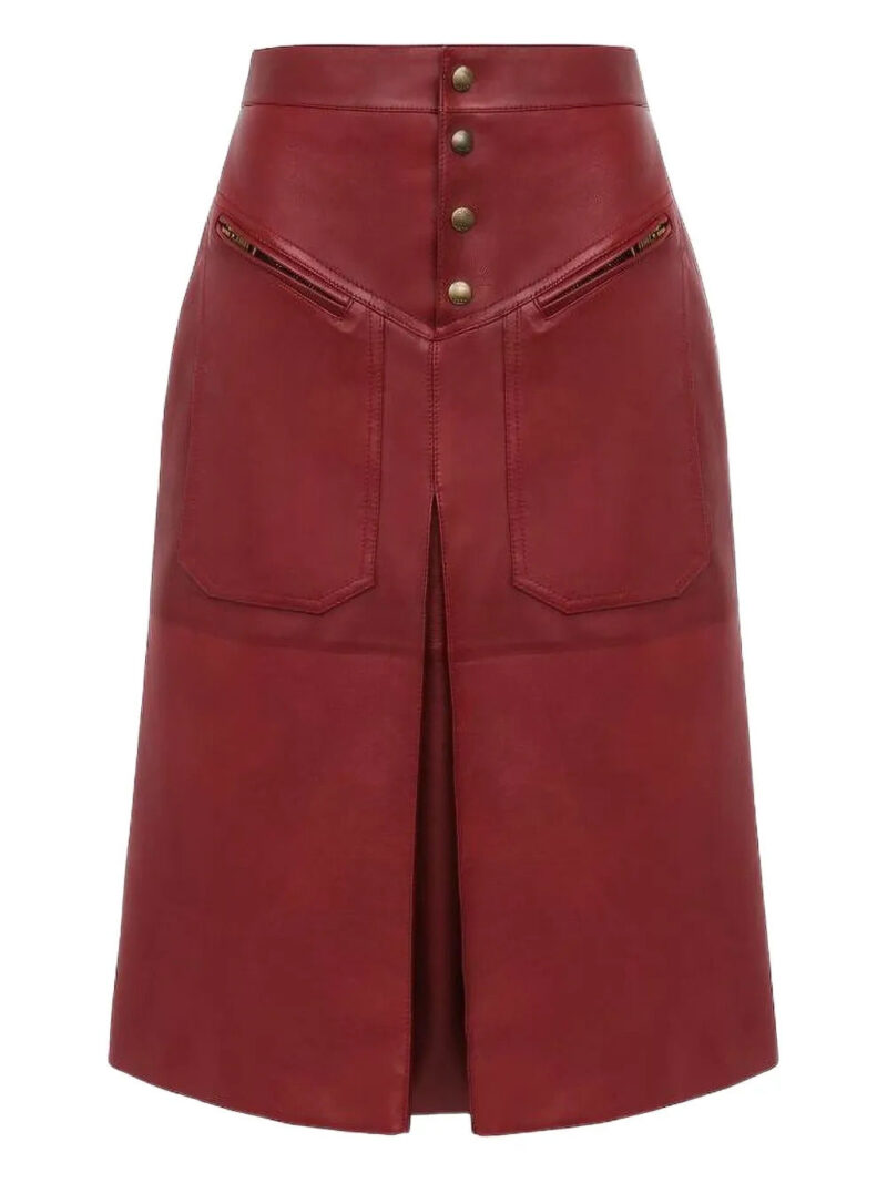 Chloé  pocketed leather midi straight skirt