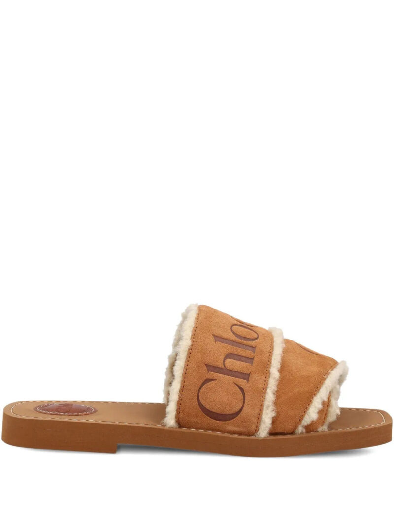 Chloé  Woody logo-embellished shearling sandals