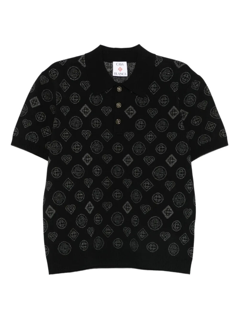 Casablanca  patterned button-placket polo shirt