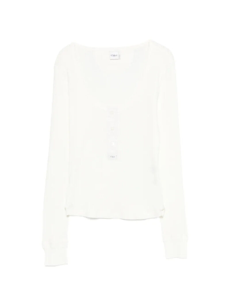 Chloé  scoop-neck Henley T-shirt