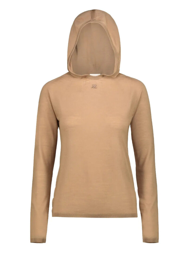 Courrèges  logo-embroidered wool hoodie