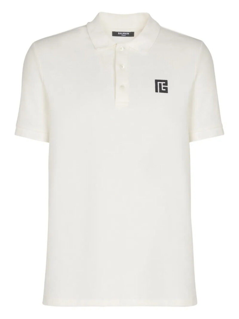 Balmain PB logo-embroidered cotton polo shirt