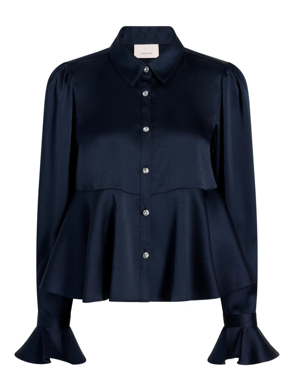 Cinq A Sept Isaure peplum satin shirt