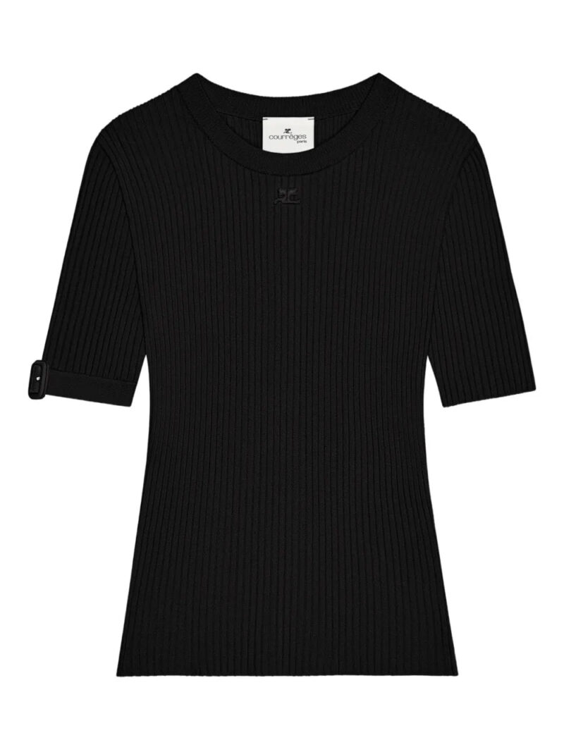 Courrèges  buckle-detail ribbed-knit T-shirt