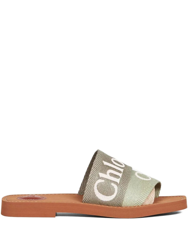 Chloé  logo embroidery ribbon sandals