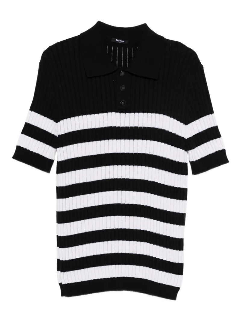 Balmain striped-pattern polo shirt