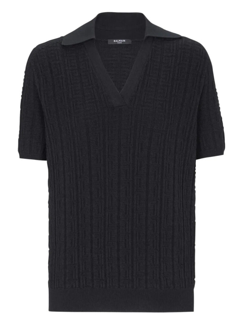 Balmain  monogram-jacquard knitted top